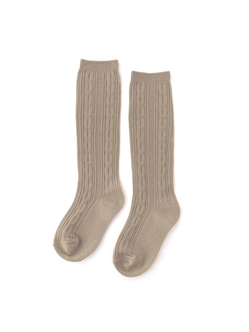 Oat Cable Knit Knee Highs