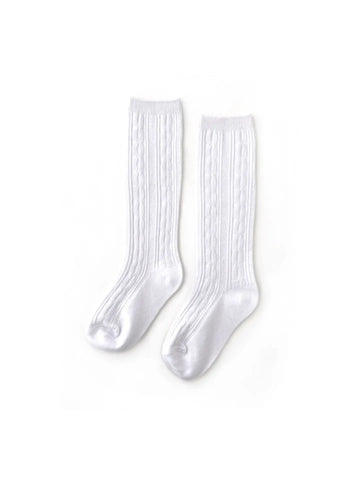 White Cable Knit Knee Highs