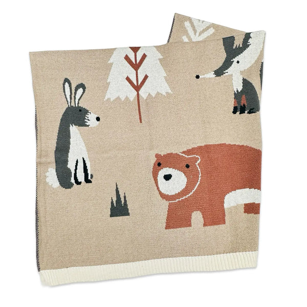 Woodland Bear - Jacquard Knit Baby Blanket