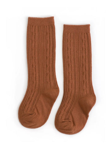 Sugar Almond Cable Knit Knee Highs