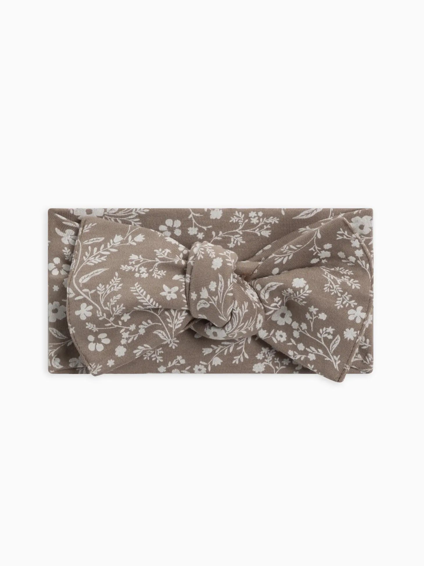 Organic Baby Knot Bow Wrap - Hailey Floral / Driftwood
