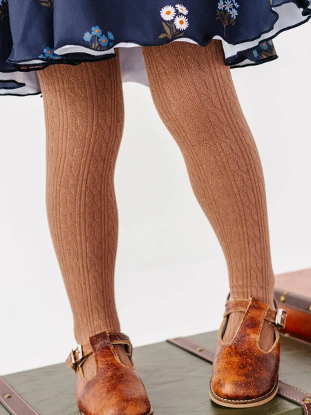 Mocha Cable Knit Tights