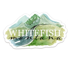 Whitefish Montana Watercolor Mountains Sticker