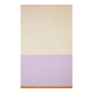 Textured Zigzag Knit Cotton Baby Blanket - Lilac & Cream