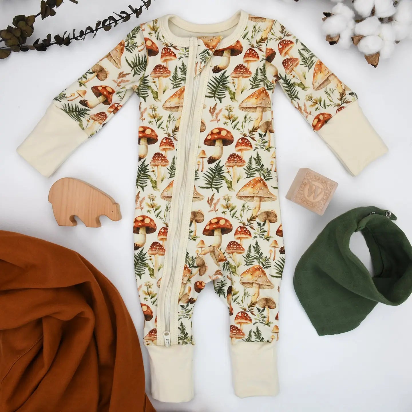 Organic Cotton 2-Way Zip Front Sleeper, Anise