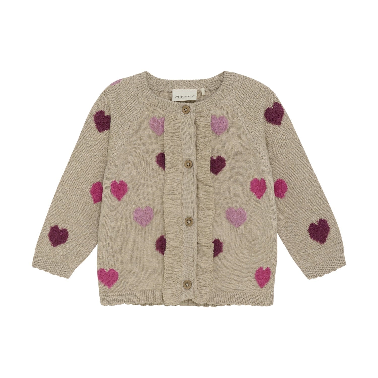 Knit Cardigan-Hearts on Beige