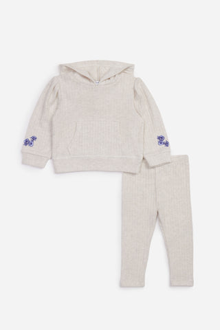 LONDON RIB HOODIE SET-OAK HEATHER
