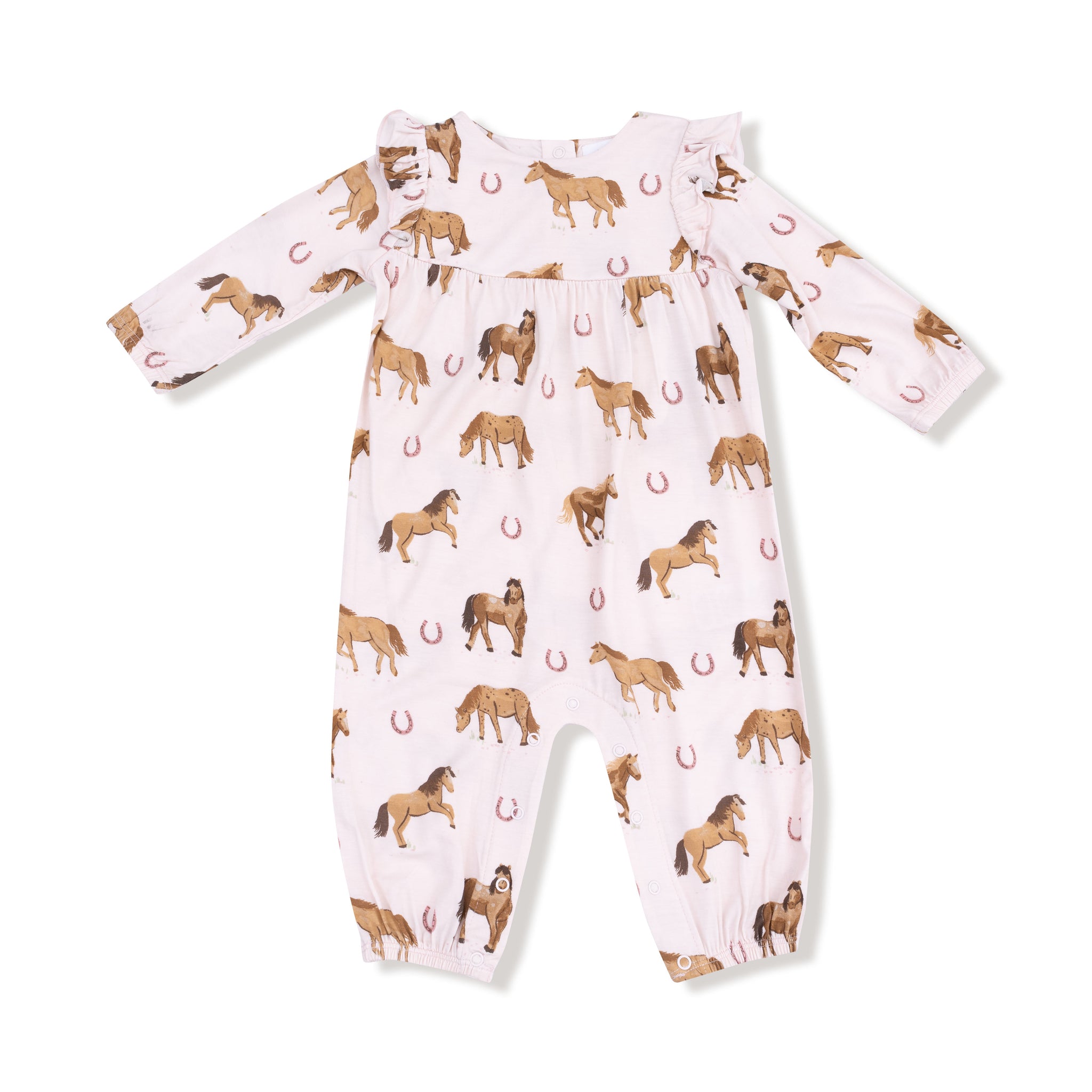 Horses Pink - Ruffle Sleeve Romper