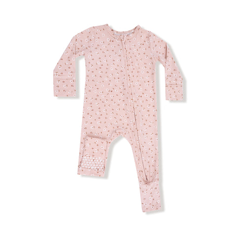 Carrie Floral Pink 2-Way Zipper Romper