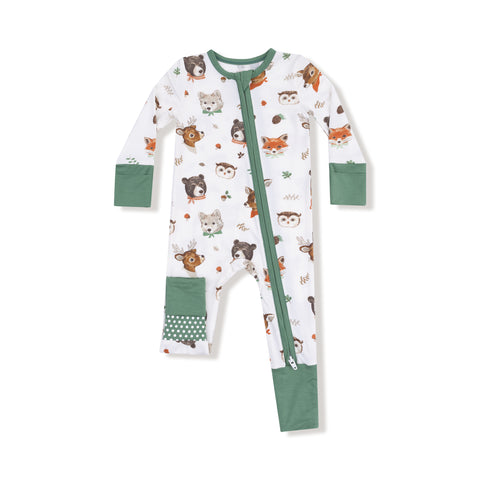 Woodland Animal Faces 2-Way Zipper Romper