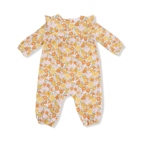 Ruffle Sleeve Romper- Sweet Amber Floral