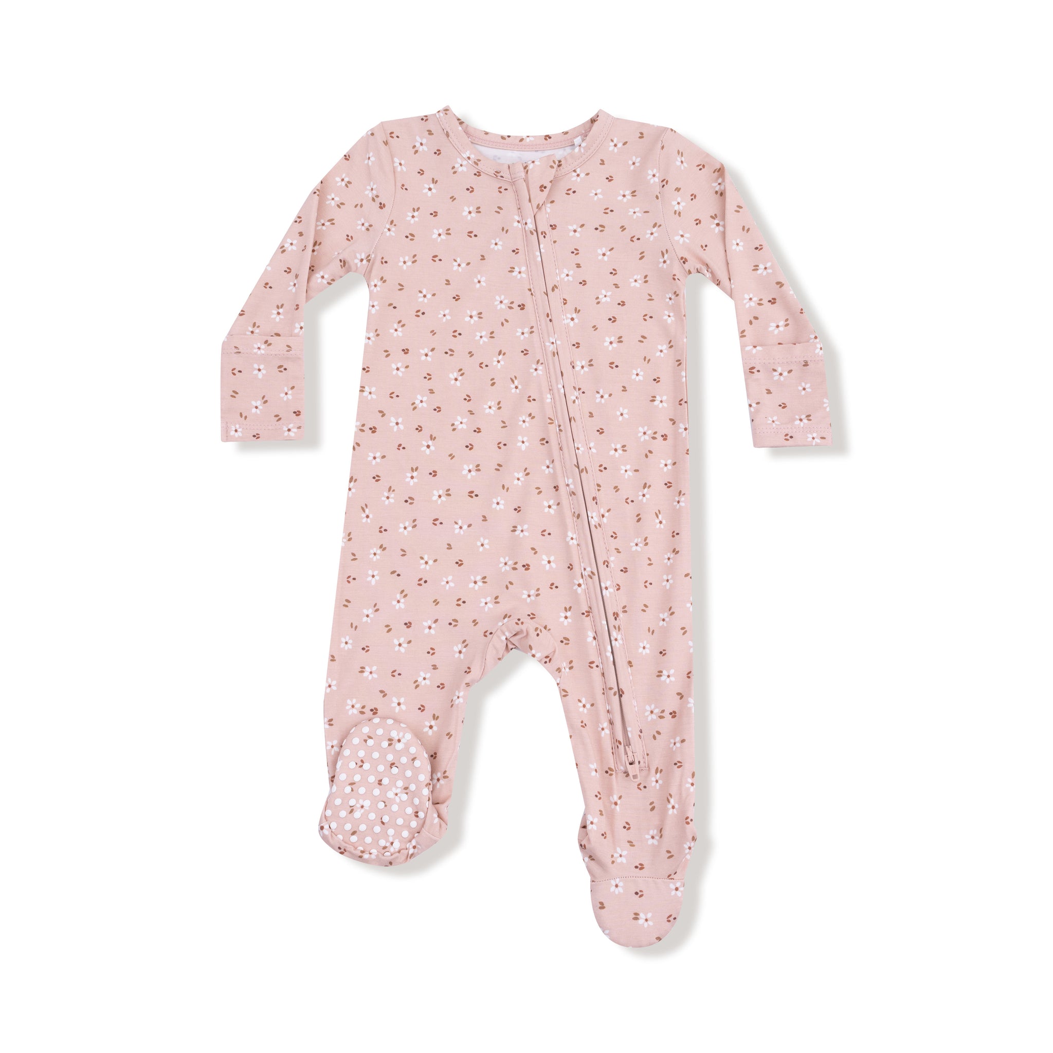 Carrie Floral Ruffle Zipper Footie
