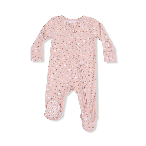 Carrie Floral Ruffle Zipper Footie