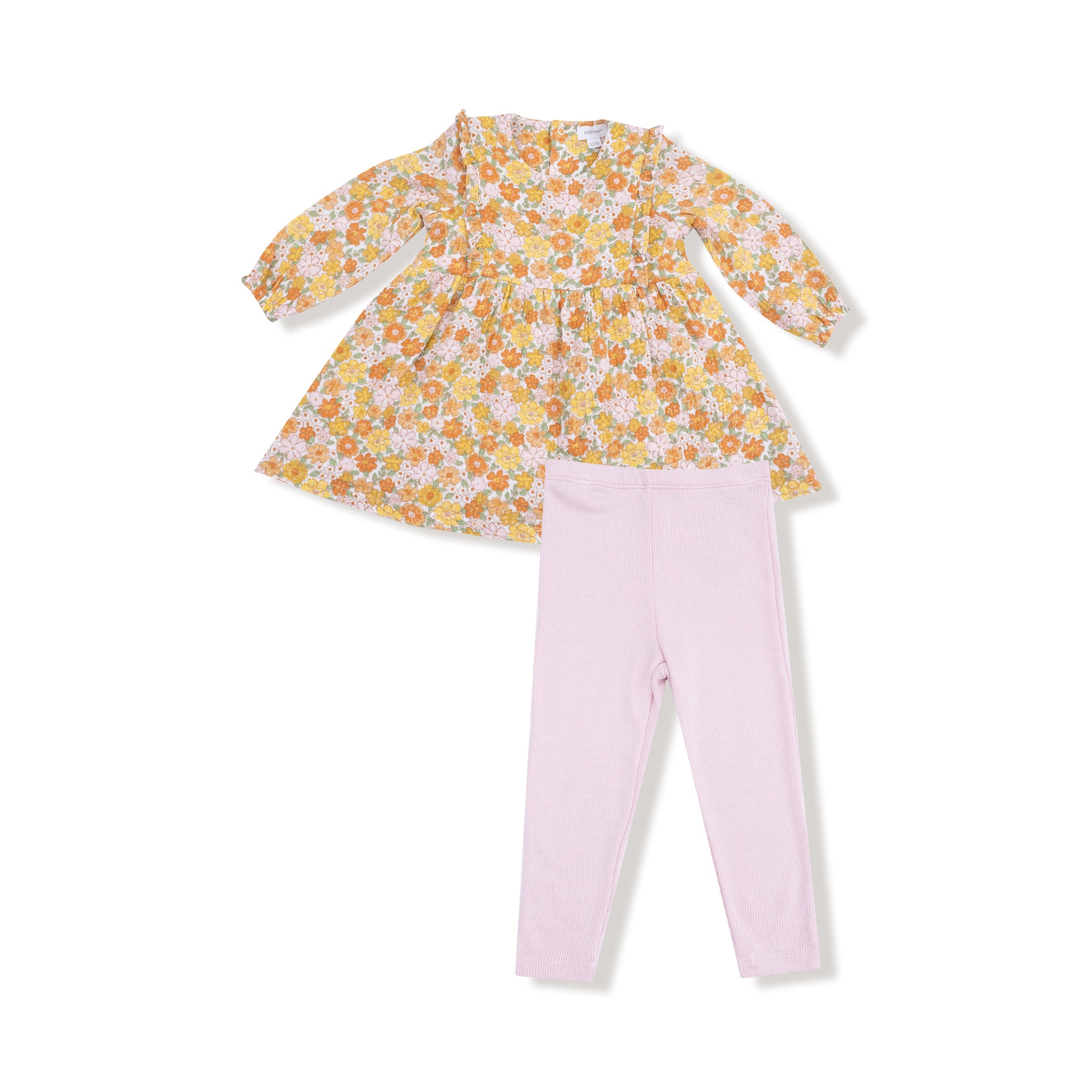 Sweet Amber Floral - Ruffle L/S Dress + Ribbed Legging
