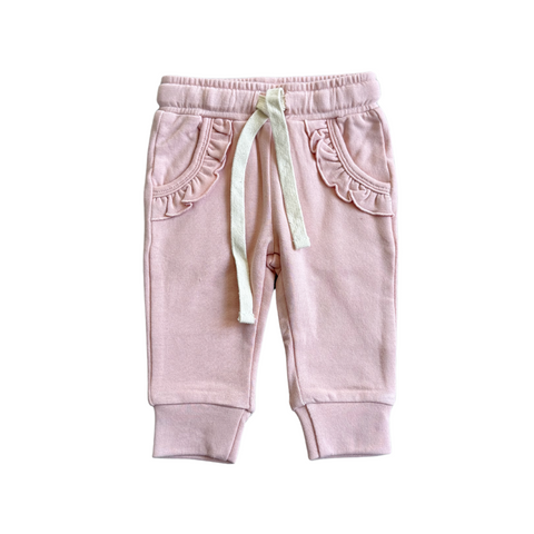 Girl's Ruffle Joggers-Misty Rose