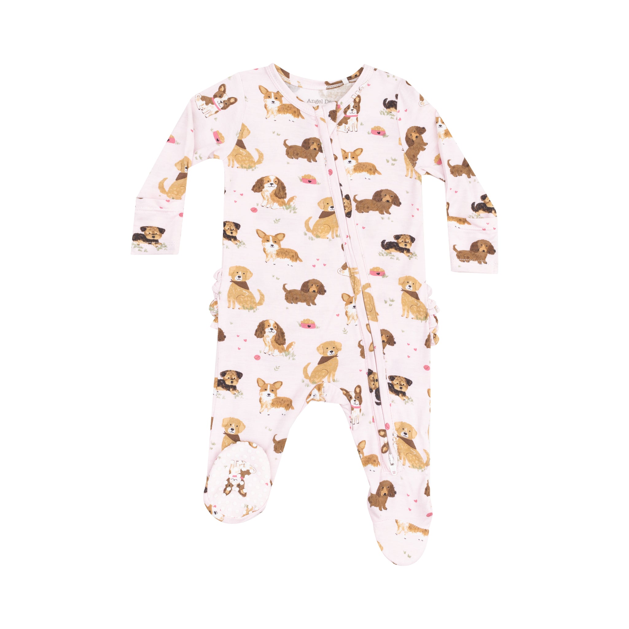 Best Friend Dogs Pink Ruffle Zipper Footie