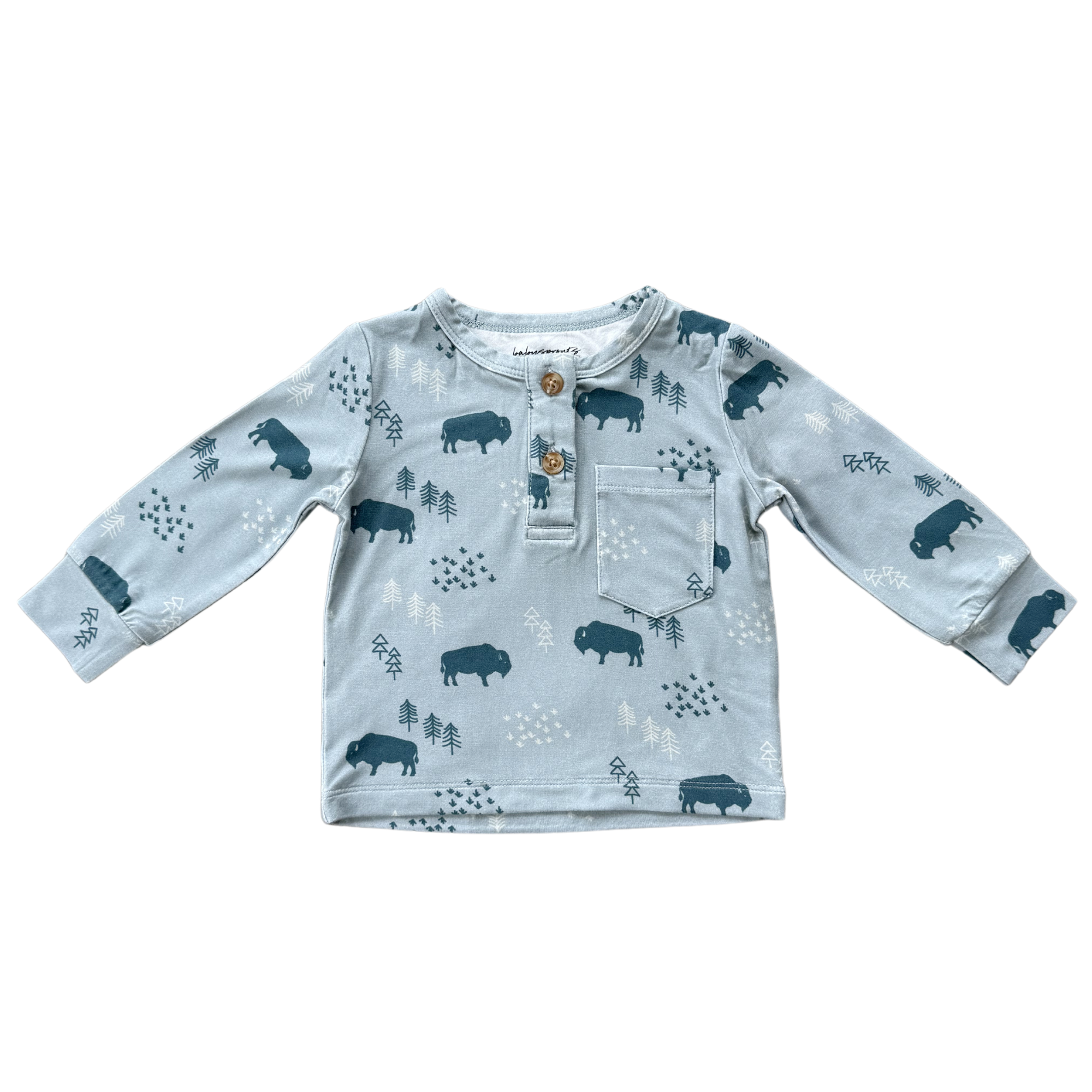 Boy's Long Sleeve Henley Shirt-Buffalo