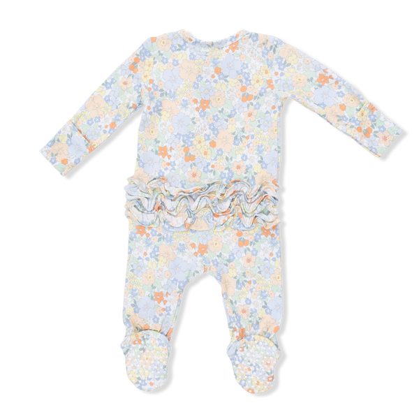 Georgia Floral - 2 Way Ruffle Back Zipper Footie