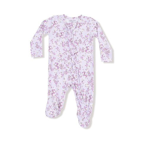 Sweet Dream Florals Ruffle Zipper Footie