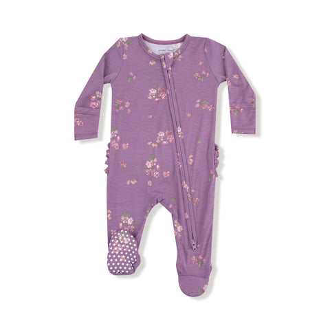 Woodsorrel Ruffle Zipper Footie
