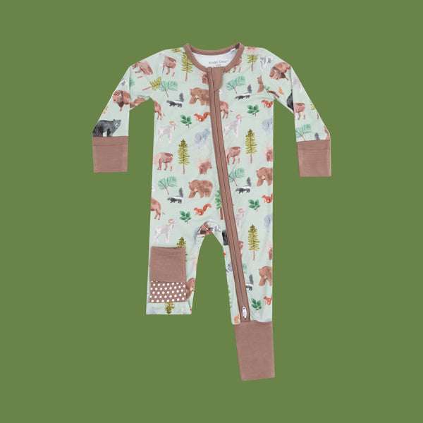 American Woodland Animals 2-Way Zipper Romper