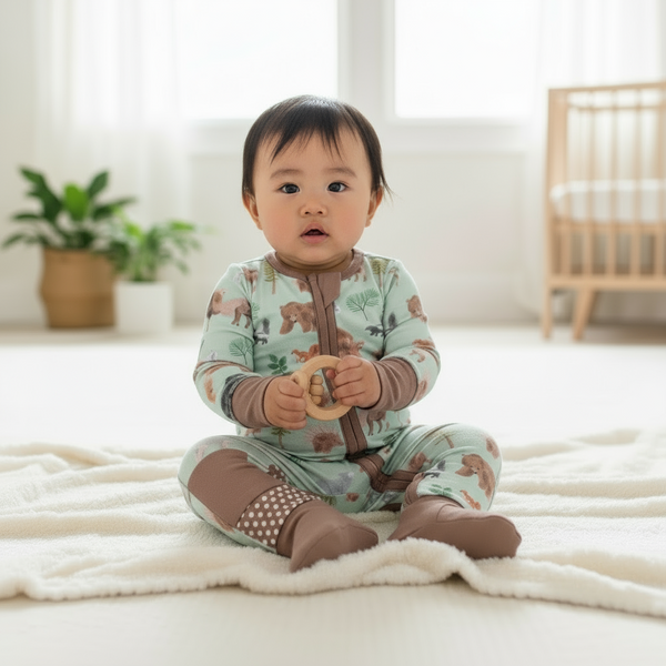 American Woodland Animals 2-Way Zipper Romper