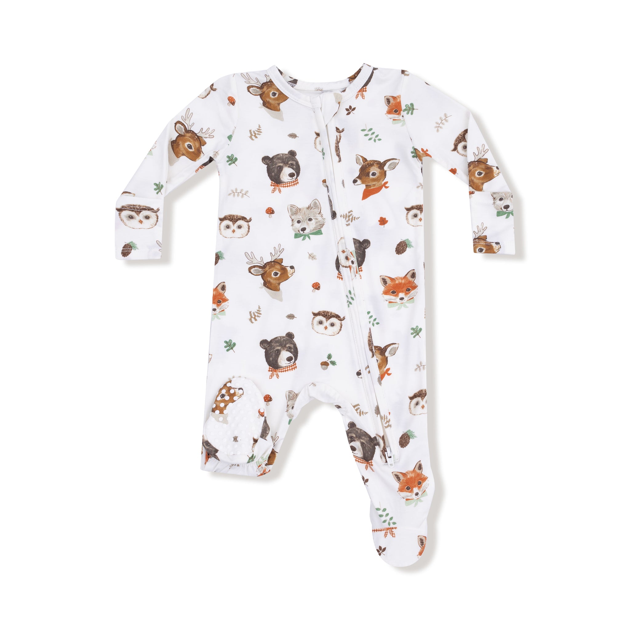 Woodland Animal Faces Zipper Footie