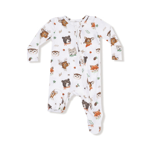 Woodland Animal Faces Zipper Footie