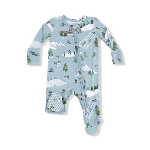 Winter Fun Skiers Zipper Footie