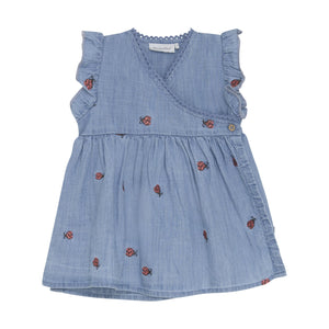 Chambray Dress-Ladybugs