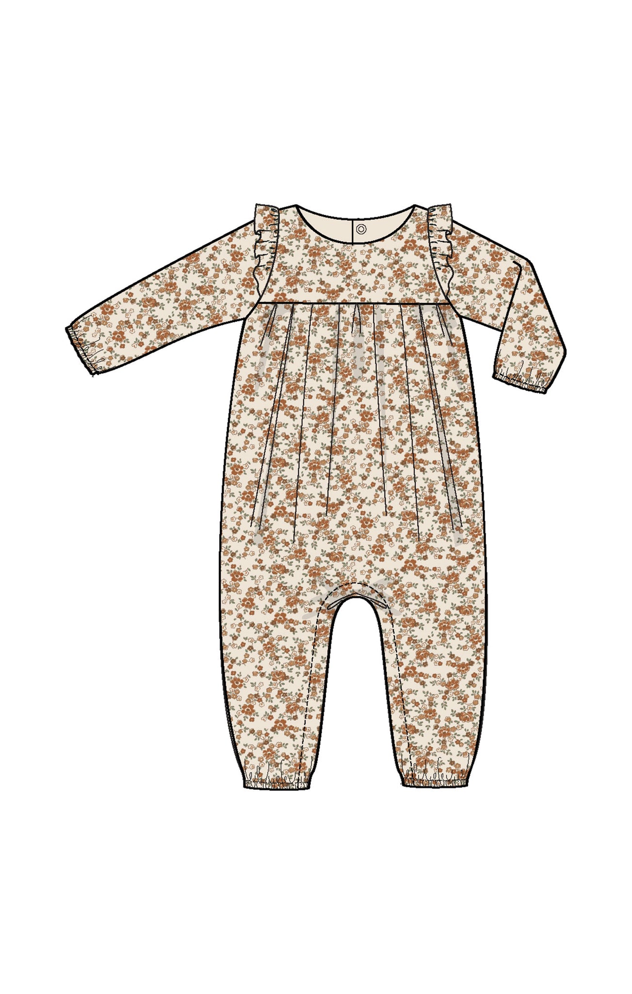 Ruffle Sleeve Romper- Prairie Calico