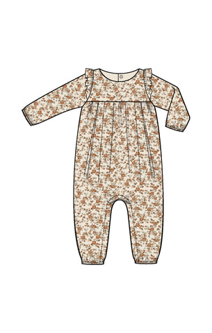 Ruffle Sleeve Romper- Prairie Calico