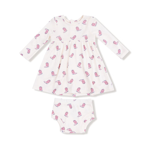 Petite Cowgirl Boots - Simple Dress And Bloomer
