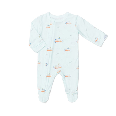 Modal Zip Footie-Submarine On Spa Blue