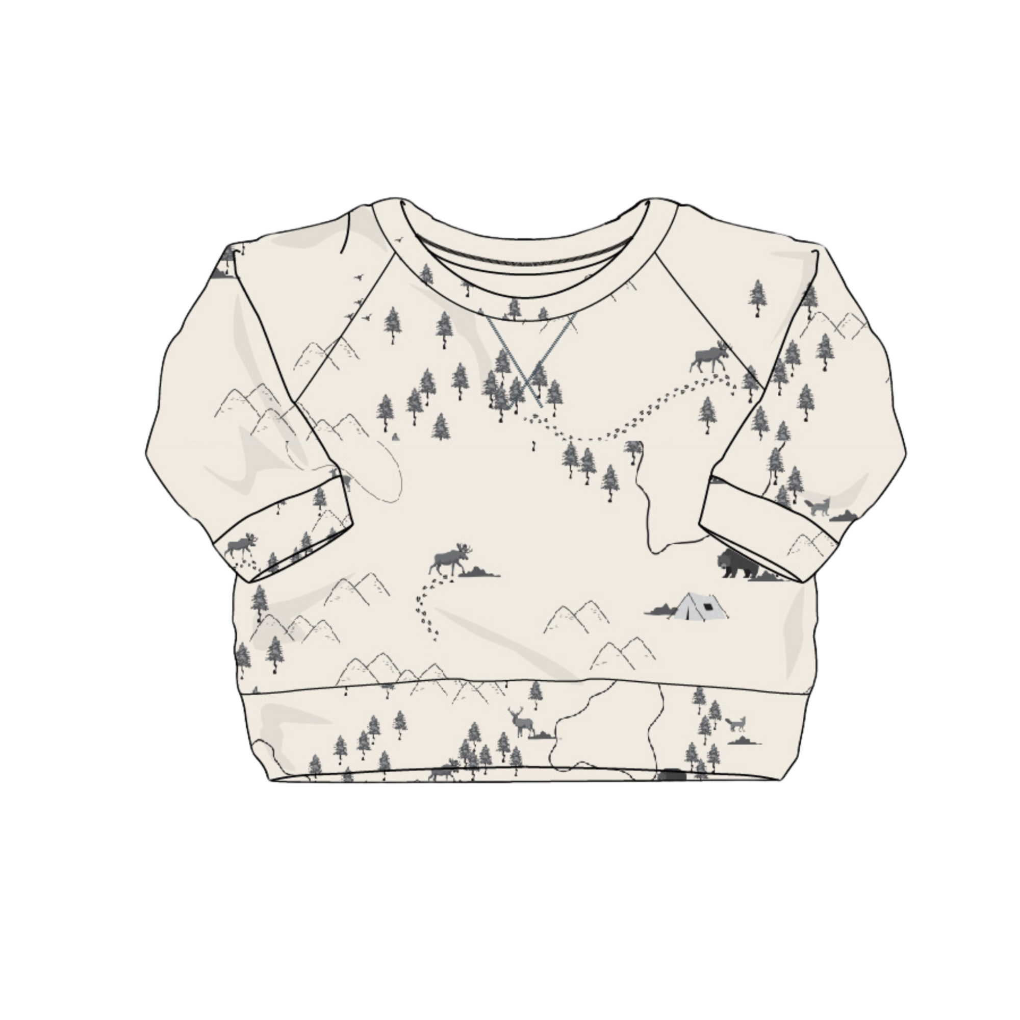 Raglan Sweatshirt-Woodland Maps