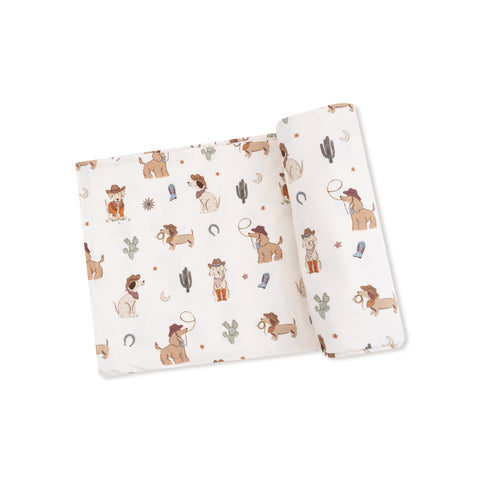 Cowboy Dogs Bamboo Swaddle Blanket