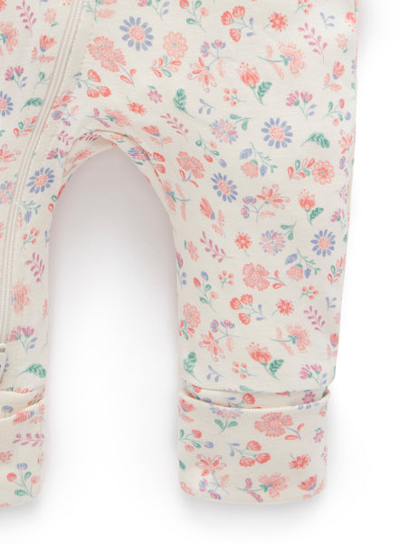 PRINTED SS ZIP GROWSUIT-Flor