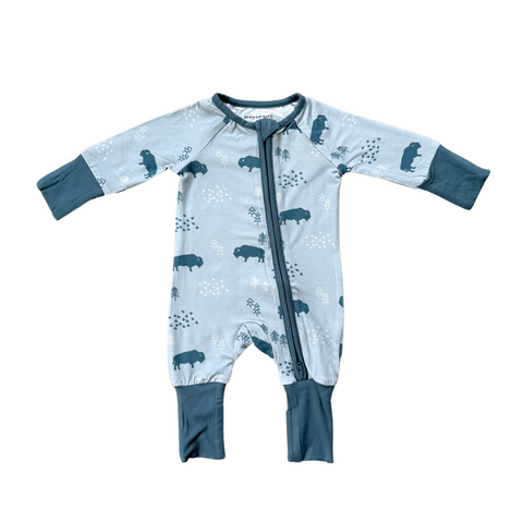 Long Sleeve Zip Romper-Buffalo