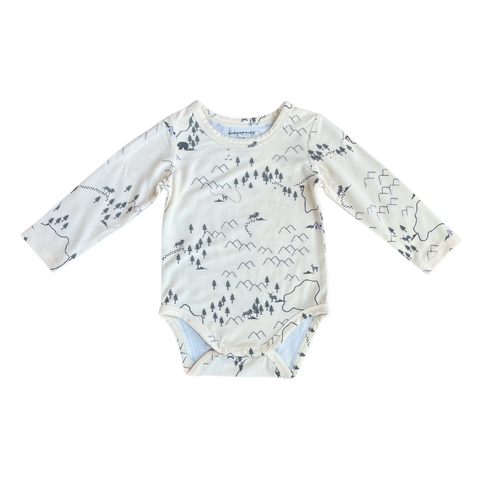 Long Sleeve Bodysuit - Woodland Map