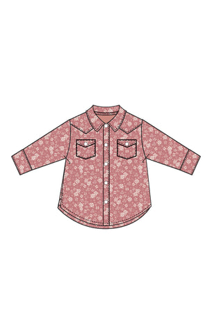 Bandana Floral - L/S Western Pearl Snap Shirt