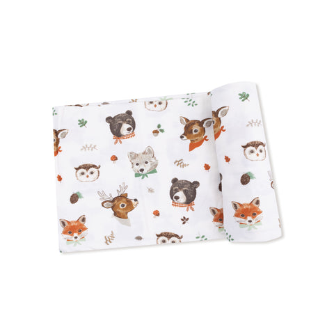 Woodland Animal Faces Bamboo Swaddle Blanket
