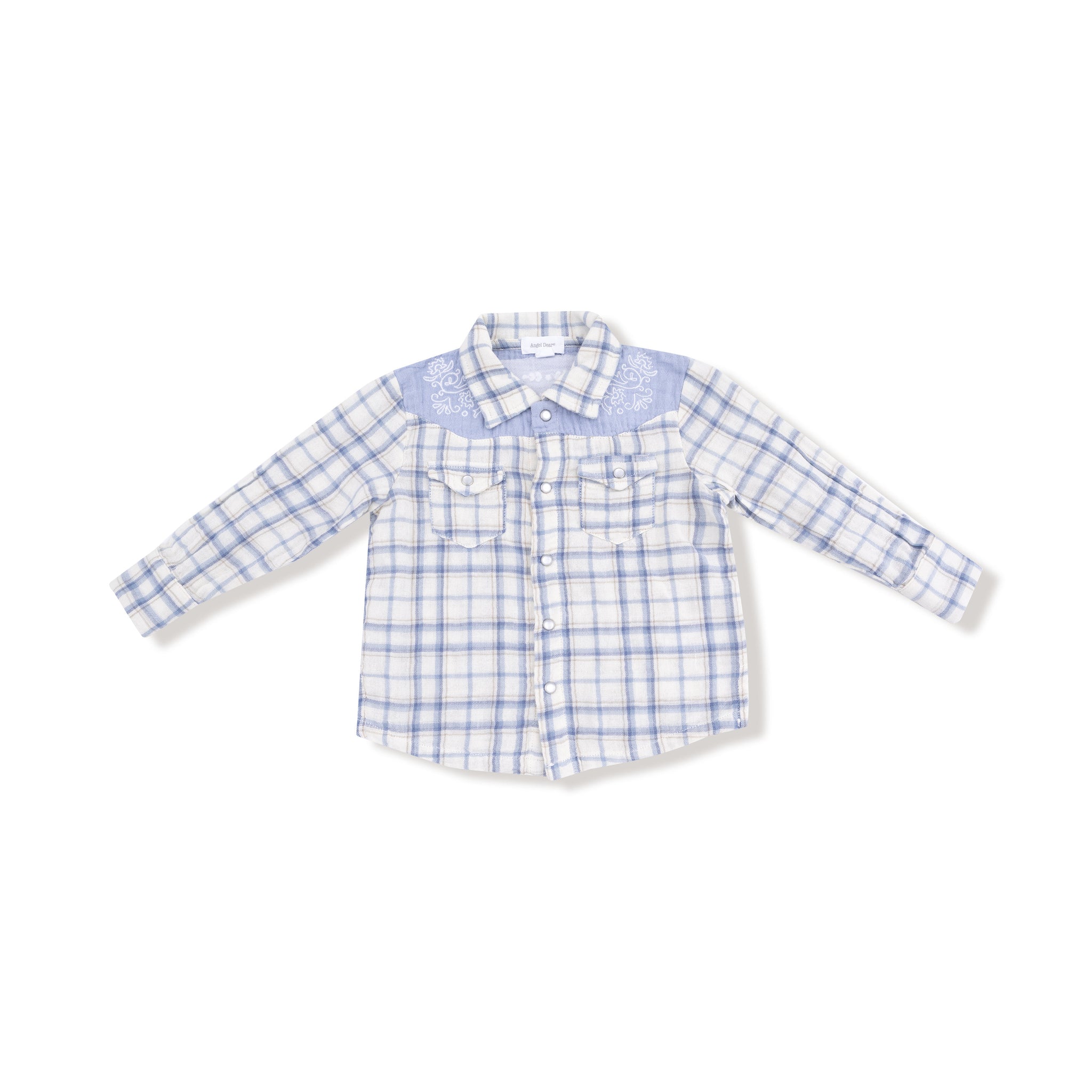Blue Plaid - L/S Western Pearl Snap Shirt