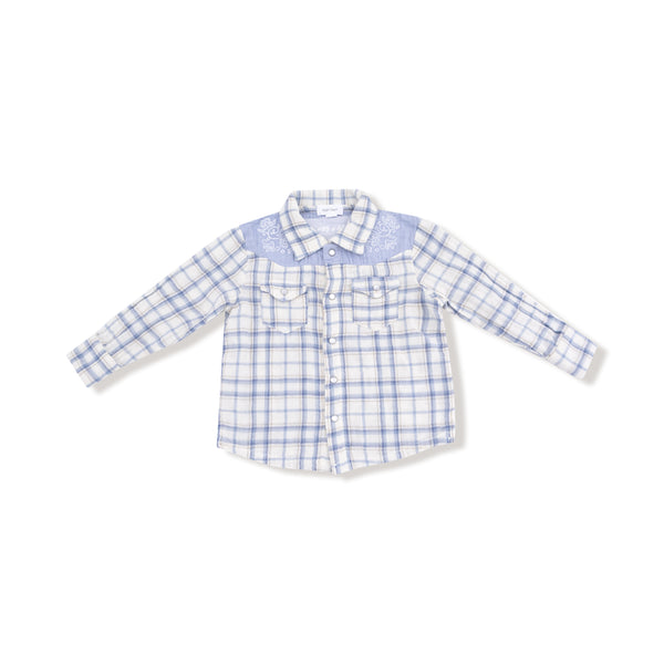 Blue Plaid - L/S Western Pearl Snap Shirt
