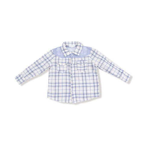 Blue Plaid - L/S Western Pearl Snap Shirt