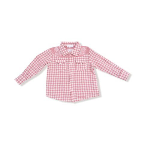 Rose Pink Plaid - L/S Western Pearl Snap Shirt