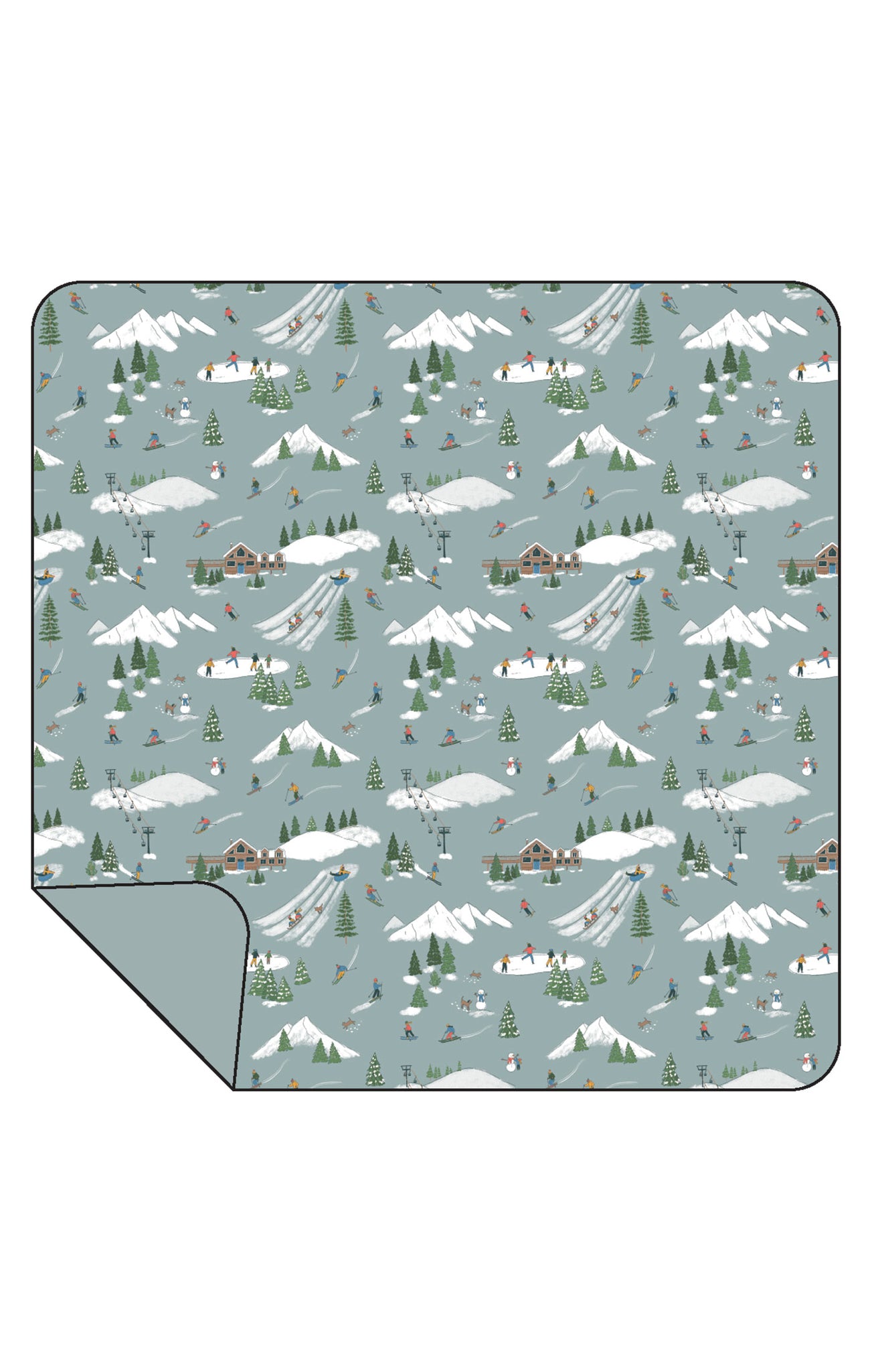 Winter Fun Skiers Bamboo Swaddle Blanket