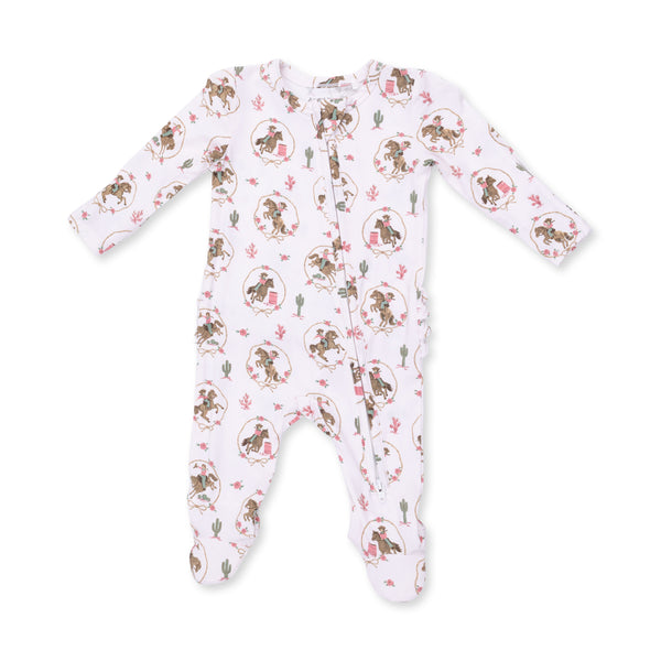 Cowgirl Cameos - 2 Way Ruffle Back Zipper Footie