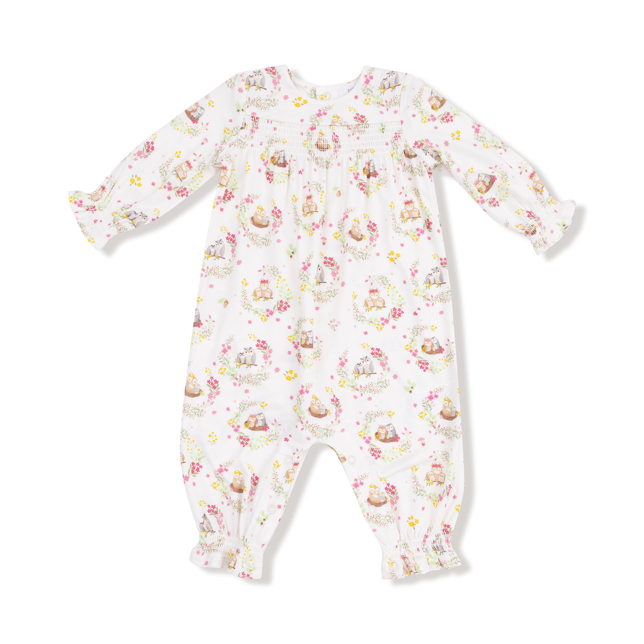 Floral Owl Families - Smocked Romper