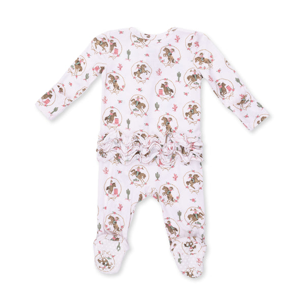 Cowgirl Cameos - 2 Way Ruffle Back Zipper Footie
