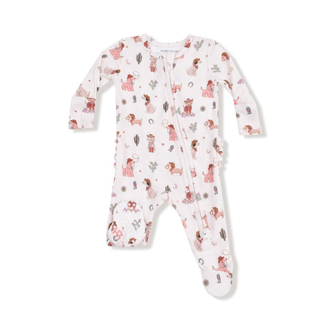 Cowgirl Dogs - Zipper Ruffle Footie